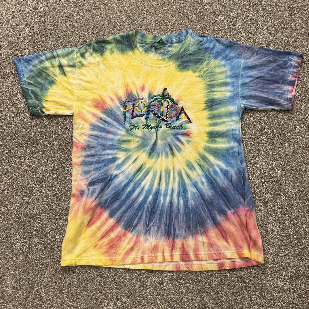 Wiseguy Sportswear Mens Medium Tie Dye Florida Ft Myers Beach T-Shirt Multicolor